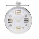 Relógio De Parede 30,5cm Por 4,5cm Quartz De Plástico Branco Com Dourado